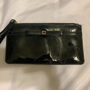Shiny Kate Spade Wristlet w/ Polka Dots-  Black
